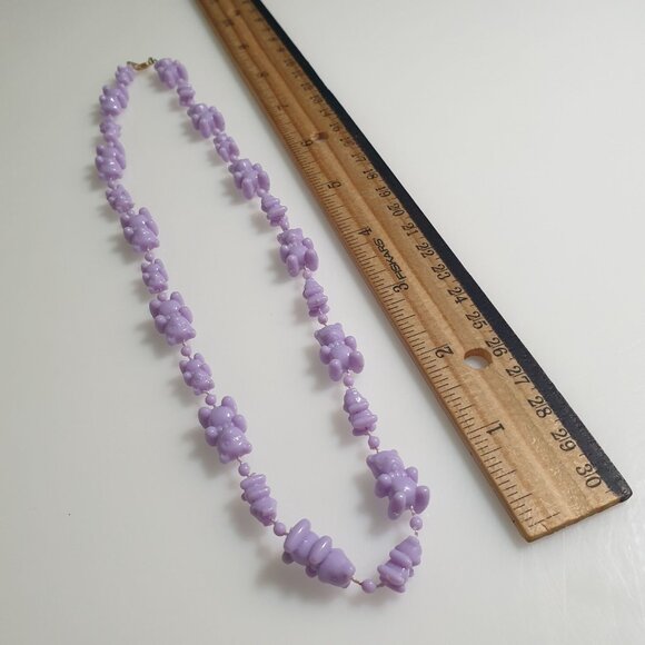 Purple Teddy Bear Bead Necklace Fun 18 Inch Length Lobster Clasp Novelty Gift - Picture 4 of 5